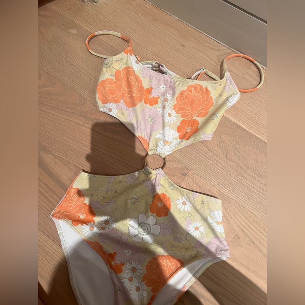 Charlie holiday floral one piece, open back